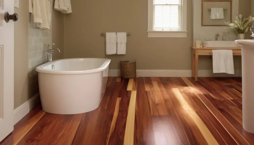 Redwood And Cedar Hardwood Flooring For Bathroom